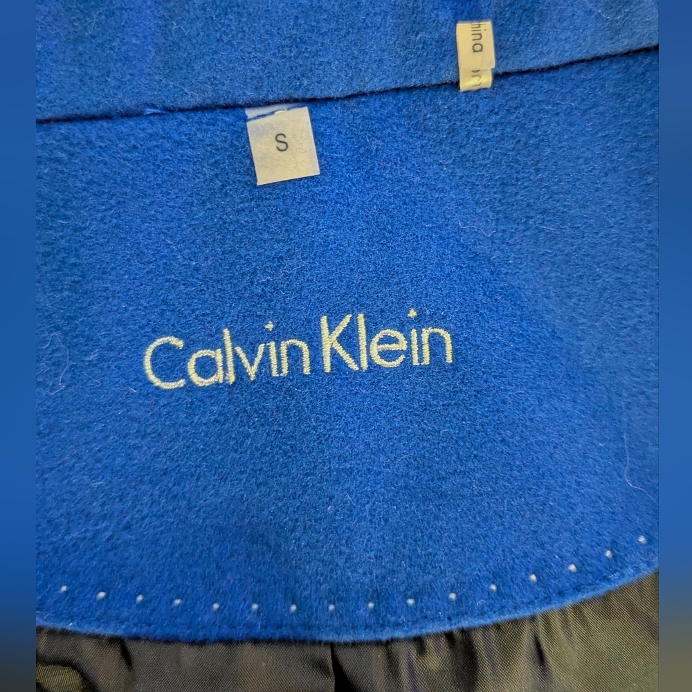 Calvin Klein Royal Blue Hooded Duffle Coat Size S NWOT - Picture 9 of 16